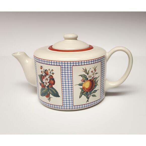 Hawthorne Manor Hallmark Design Collections Ceramic Teapot Fruit/Floral Pattern - Picture 2 of 11